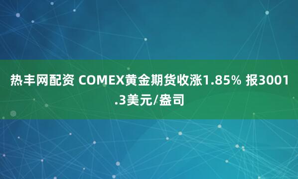 热丰网配资 COMEX黄金期货收涨1.85% 报3001.3美元/盎司