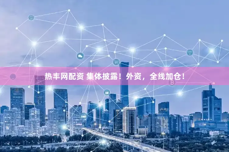热丰网配资 集体披露！外资，全线加仓！